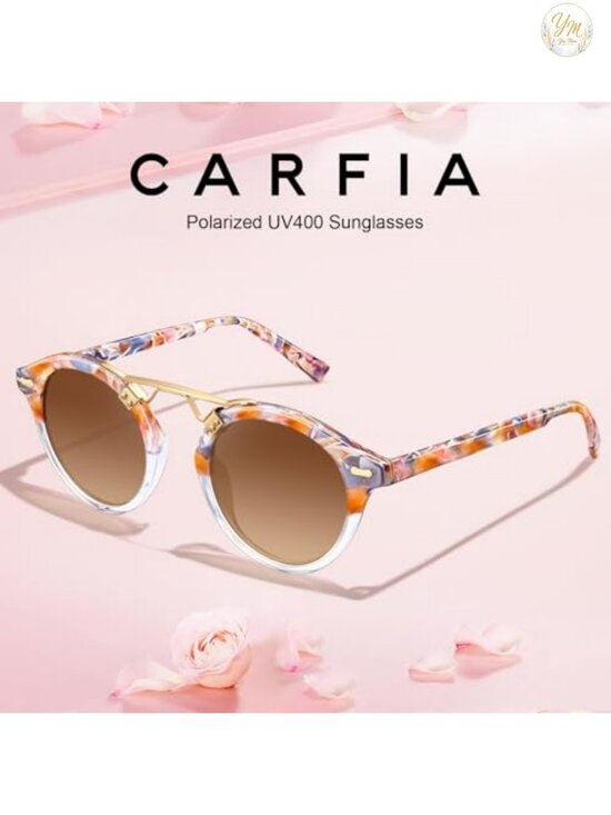Retro Acetate Polarized Round Sunglasses UV400 Women\'s